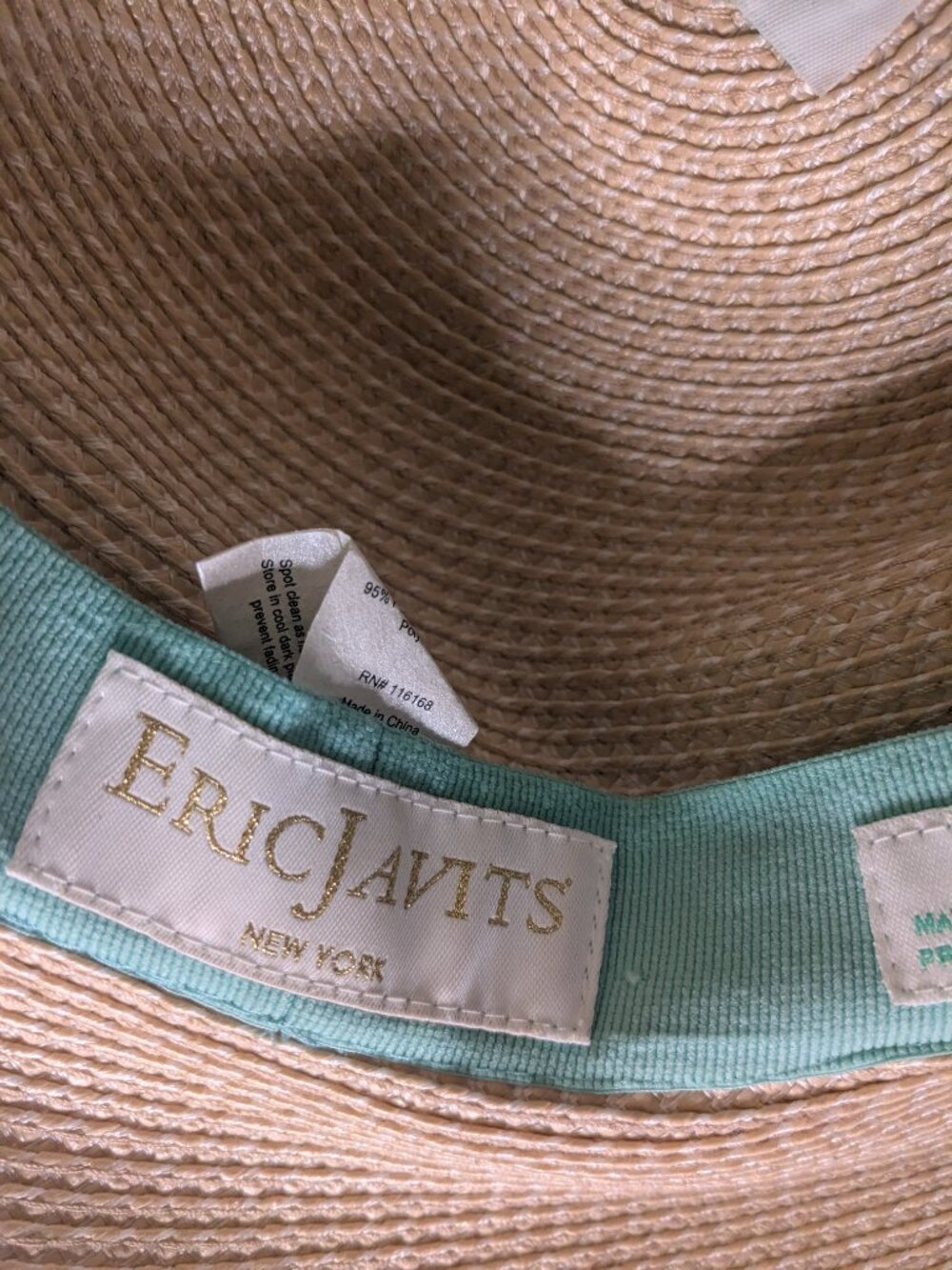 ERIC JAVITS Bella Squishee® Packable Wide Brim Sun Hat Cream Straw OS UPF 50+ - Picture 4 of 6